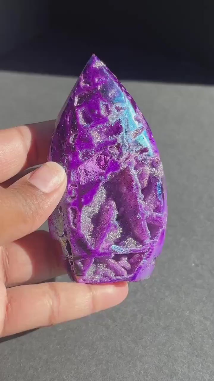 Purple Aura Coated Druzy Sphalerite Crystal Freeform - 162g