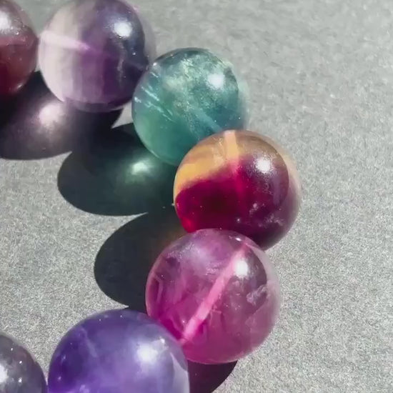 Rainbow Fluorite Large Chunky Crystal Bracelet