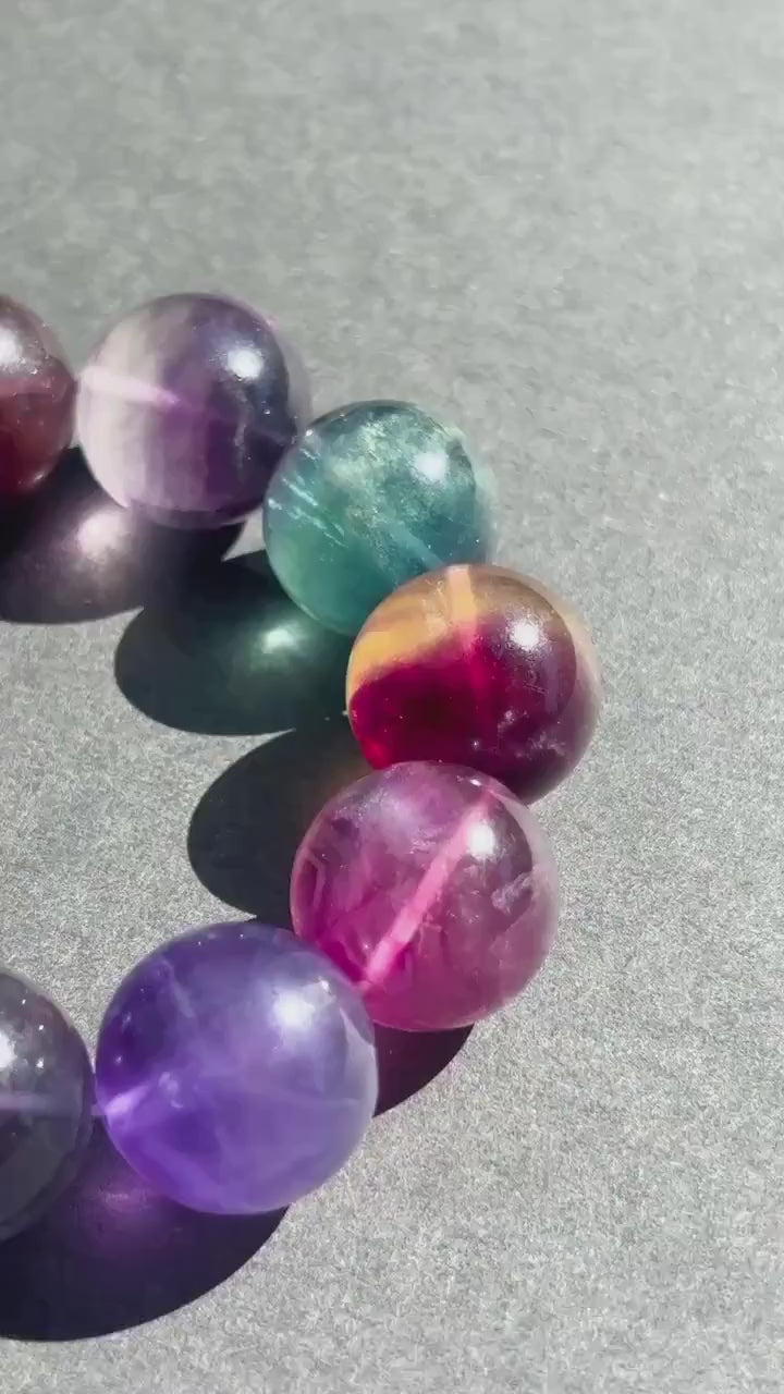Rainbow Fluorite Large Chunky Crystal Bracelet