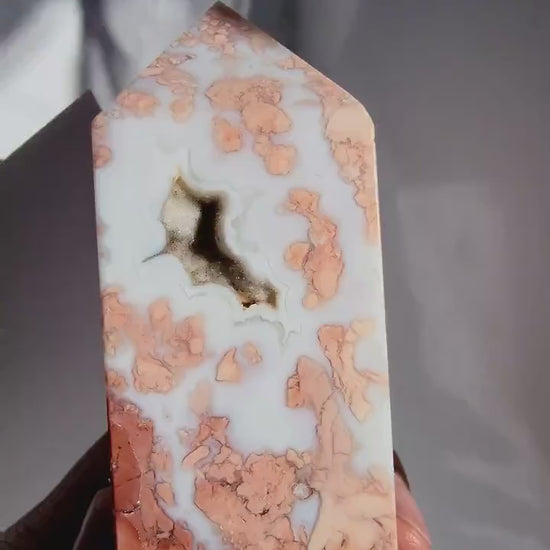 Druzy Pink Agate Crystal Tower- Agate