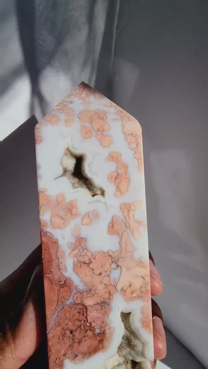 Druzy Pink Agate Crystal Tower- Agate