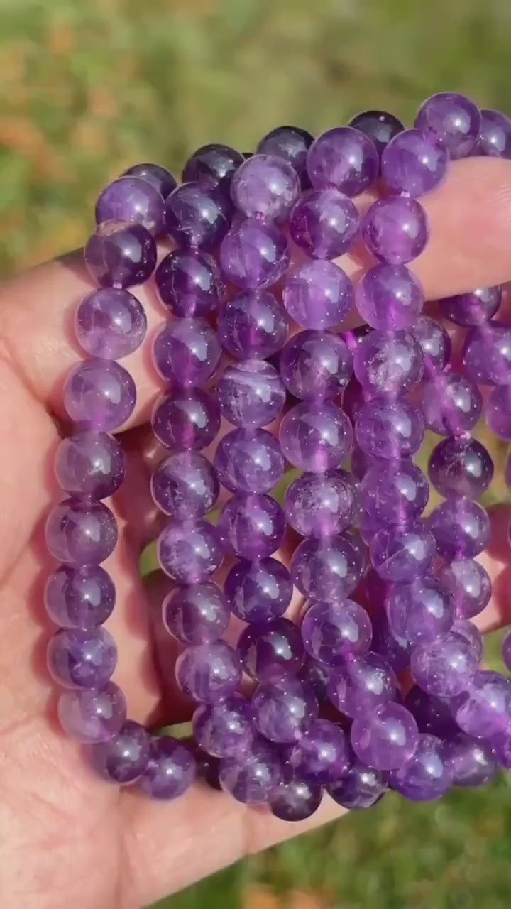 Amethyst Crystal Bracelet - Amethyst - Stone of Peace - Handmade Jewelry - Crown Chakra