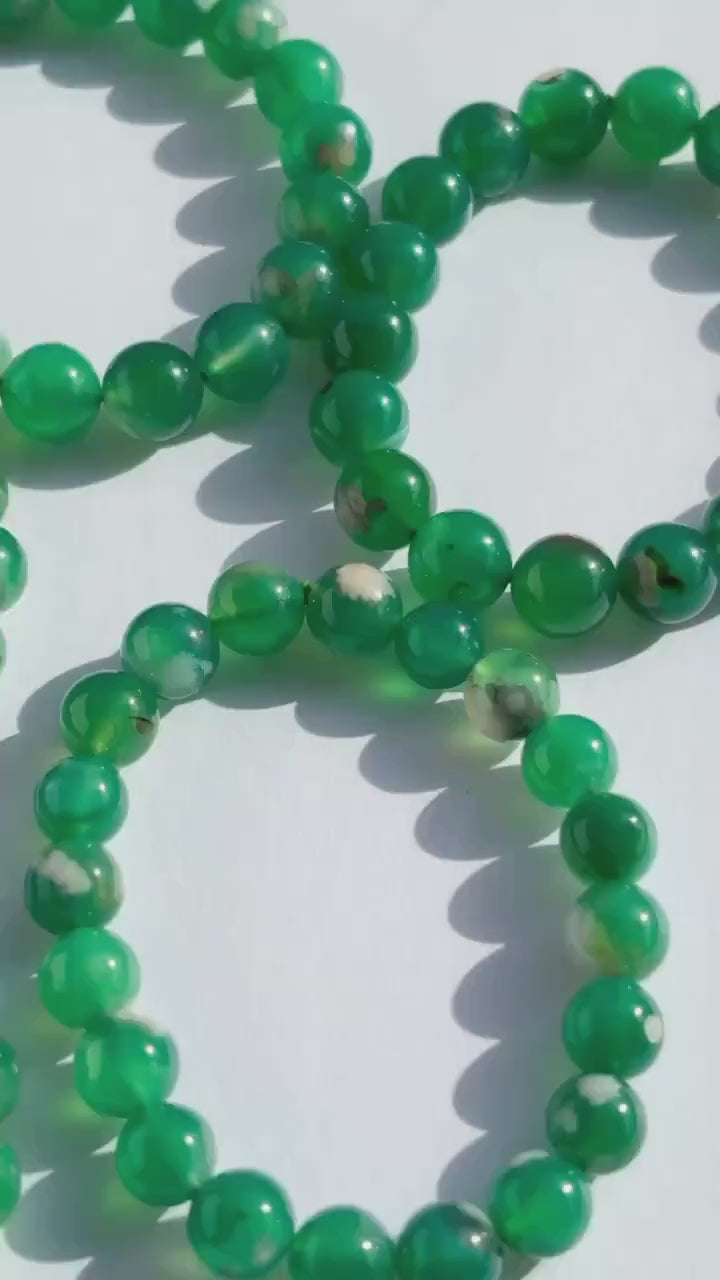 Green Flower Agate Crystal Bracelet