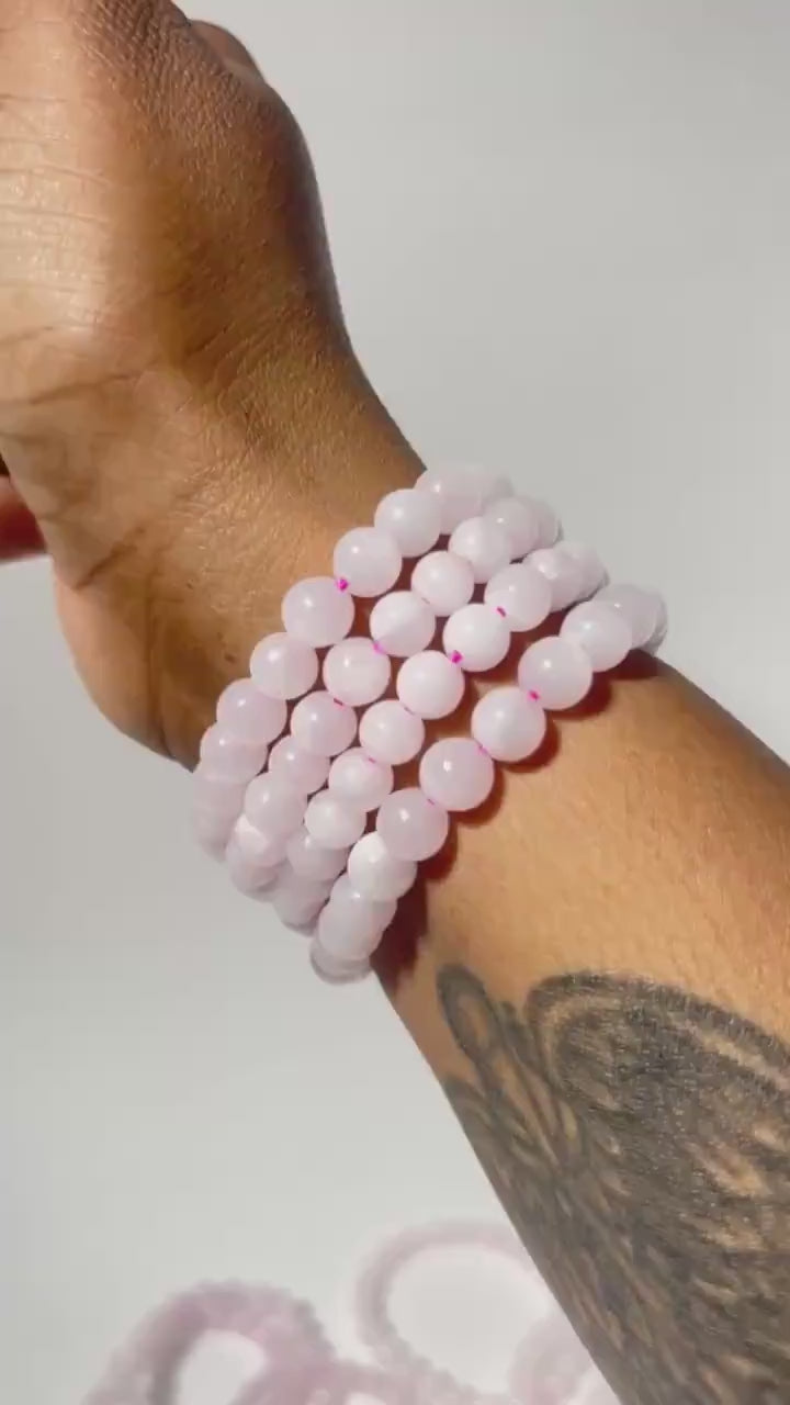 Pink Calcite Bracelet: Stone for Conpassion and Self Love | Crystal Jewelry