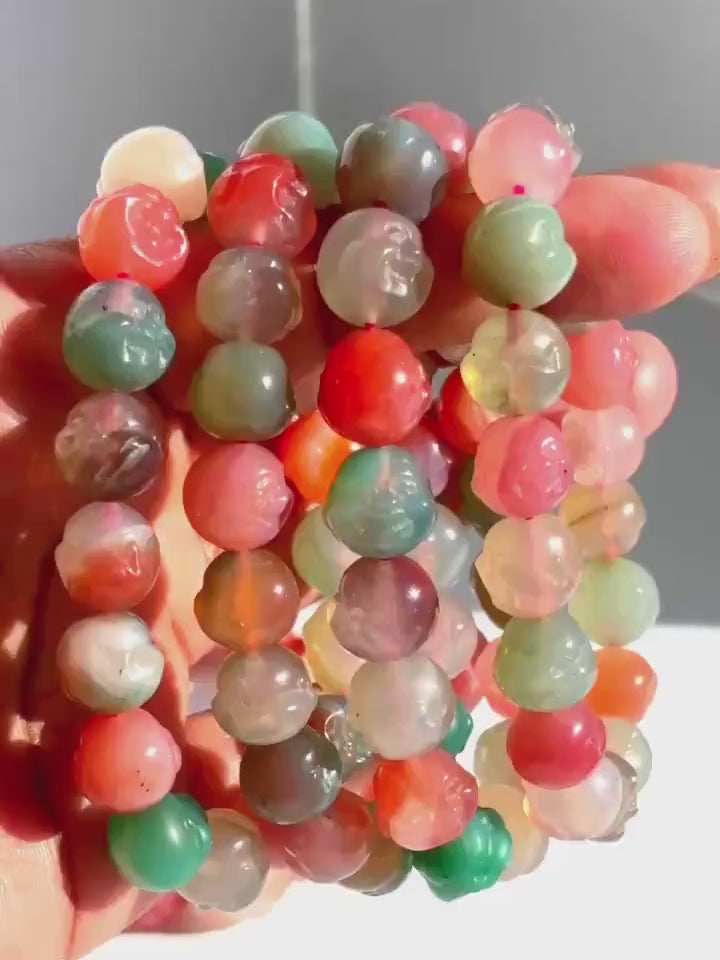 Yan Yuan Agate Smiling Buddha Crystal Stretch Bracelet