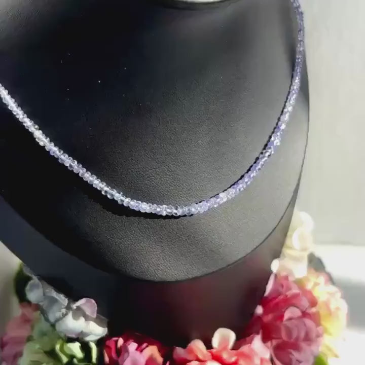 Tanzanite Sterling Silver Choker Necklace - 16"