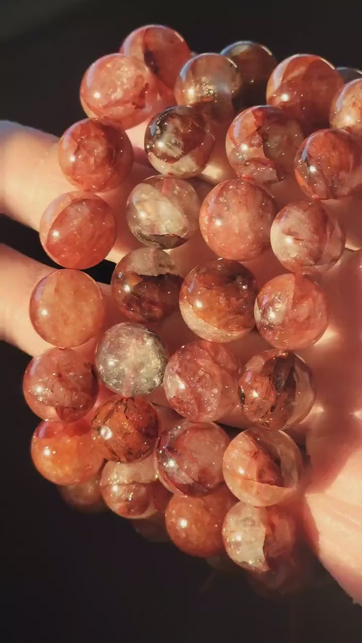 Fire Quartz Red Hematoid Crystal Bracelet