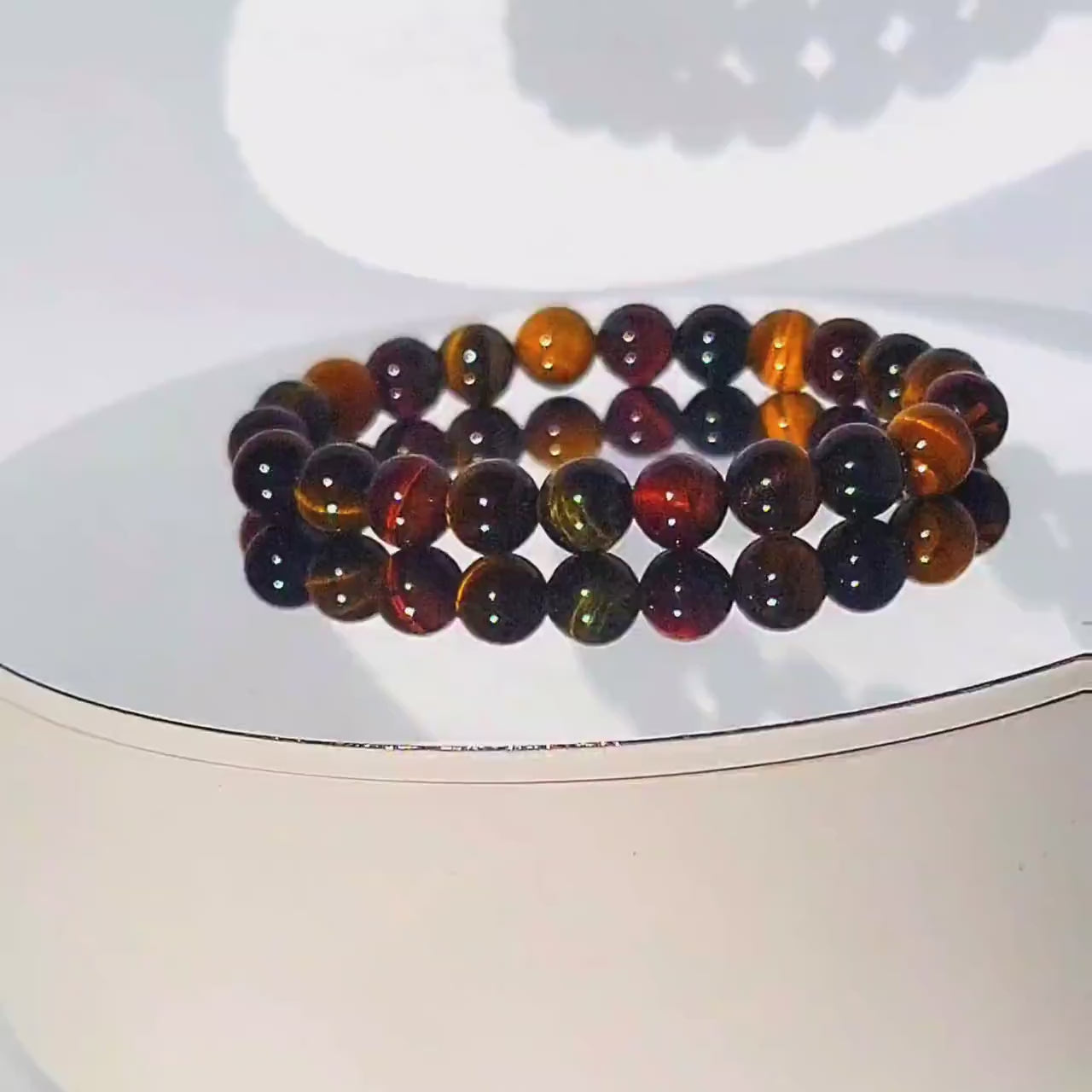 Mixed Tigers Eye Beaded Bracelet, Stone of Good Luck, Blue Yellow Red Tigers Eye Beaded Bracelets, Spiritual Energy Fashion Bracelet