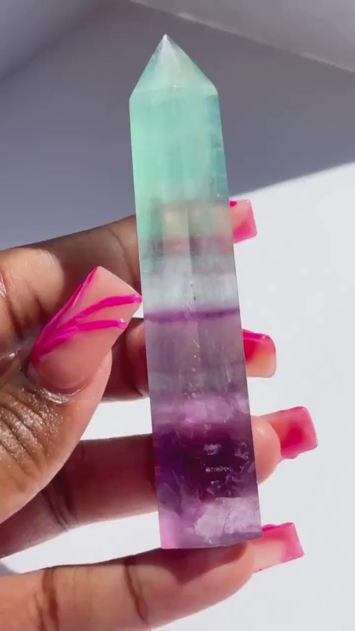 Rainbow Fluorite Tower Crystal - 83g