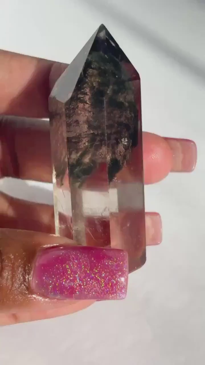 Clear Lodolite Garden Quartz Crystal Tower Scenic Garden Quartz Polished Free Form Gemstone Tumble Phantom Quartz Crystal Gift Garden Quartz