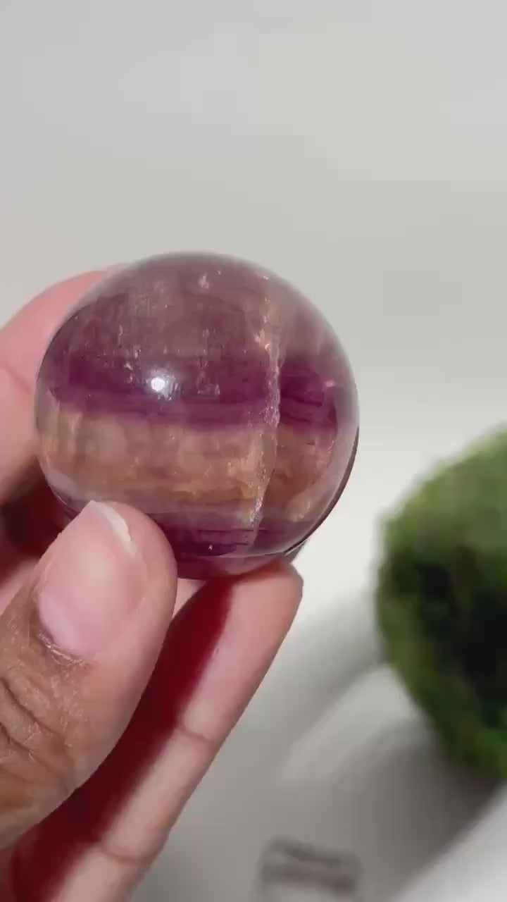 Large Fluorite Sphere, Vibrant Banded Crystal Ball, Multicolor Gemstone Decor, Intentional Home Decor
