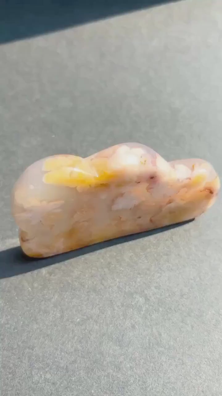 Flower Agate Crystal Cloud Carving Stone Sculpture - Gift for Home