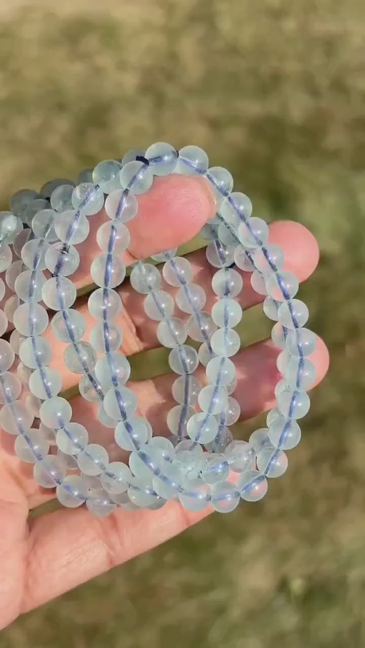 Aquamarine Crystal Stretch Gemstone Bracelet - Aquamarine - Handmade Jewelry - March Birthstone Pisces