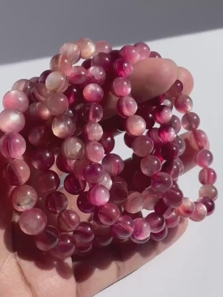 Pink Mica Crystal Bracelet