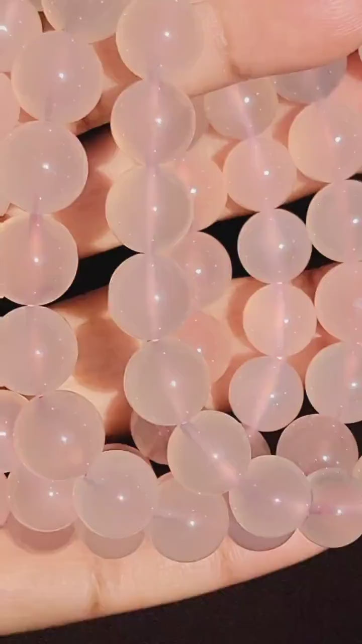 Rose Chalcedony Round Bead Crystal Stretch Bracelet - CLEARANCE