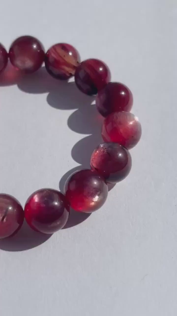 Deep Pink Mica Chunky Crystal Bracelet