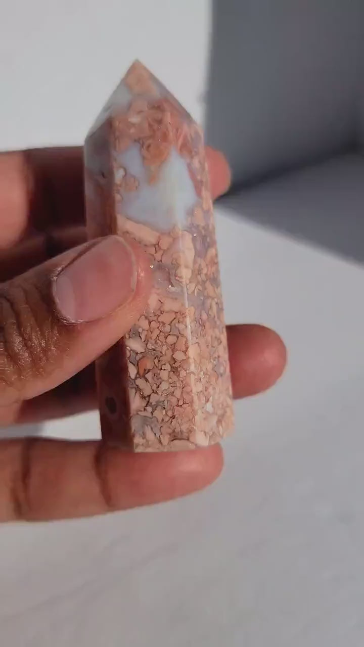 Druzy Pink Agate Crystal Tower - Agate