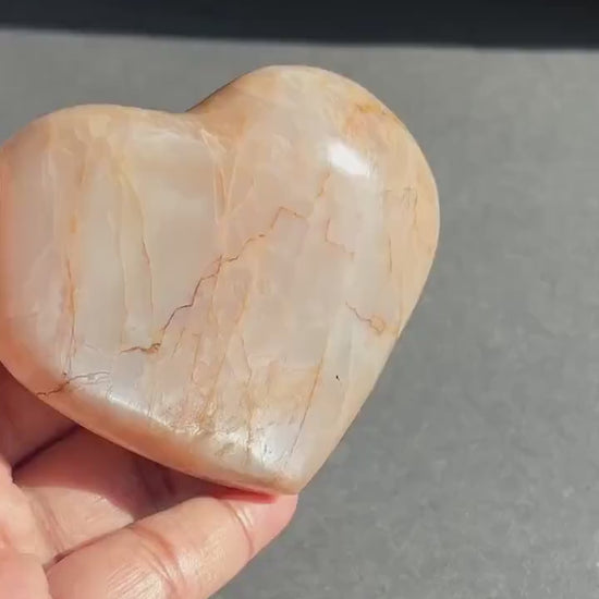 Peach Moonstone Heart Crystal Sculpture