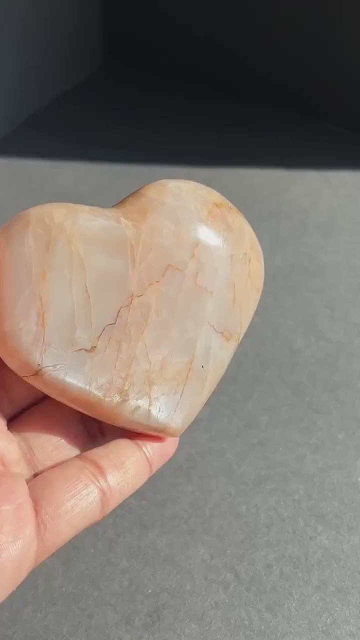 Peach Moonstone Heart Crystal Sculpture