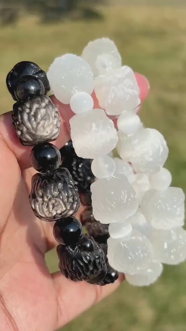Chinese Tiger Crystal Sculpted Stretch Bracelet