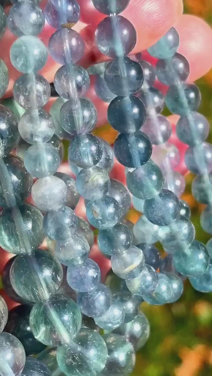 Natural Blue Fluorite Crystal Stretch Bracelet