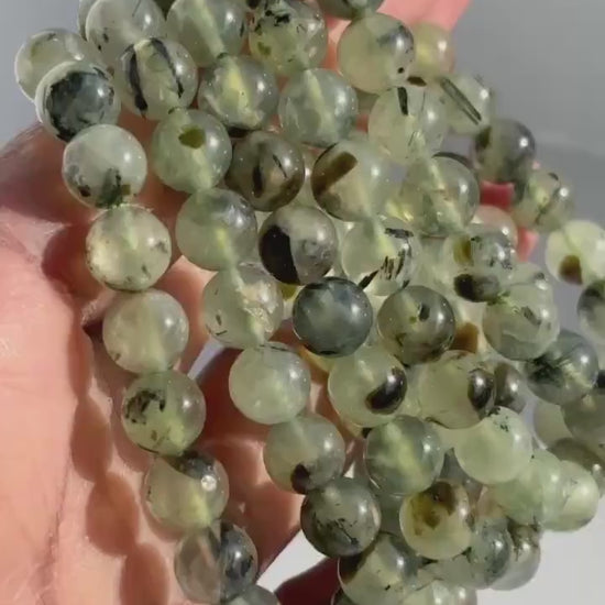 Prehnite + Epidote Crystal Stretch Bracelet
