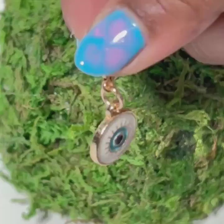 Evil Eye Gold Dangle Charm: Protection against bad luck, misfortune, and negative energy