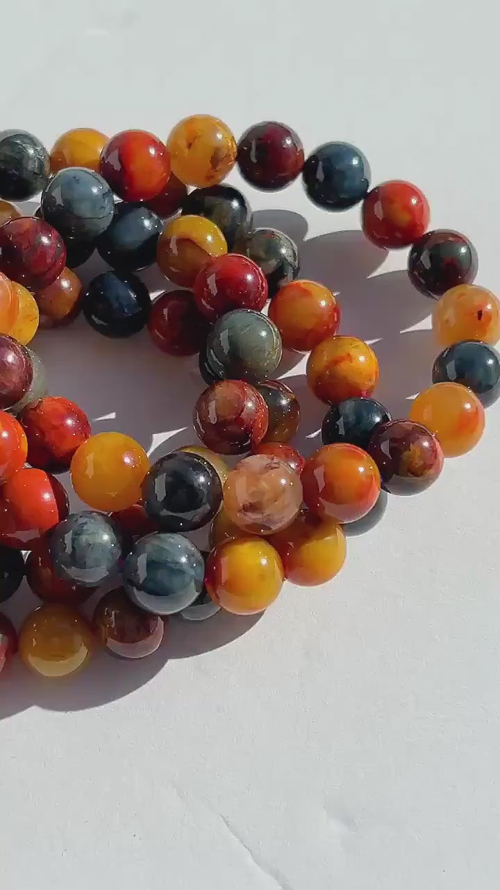 Pietersite Crystal Round Bead Stretch Bracelet