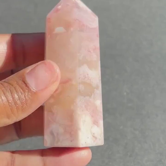 Pink Flower Agate Crystal Tower - 121g