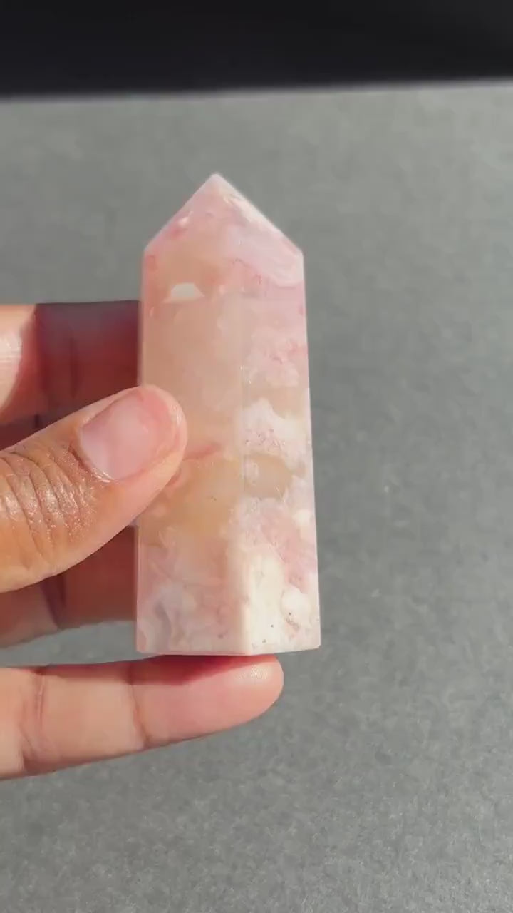 Pink Flower Agate Crystal Tower - 121g