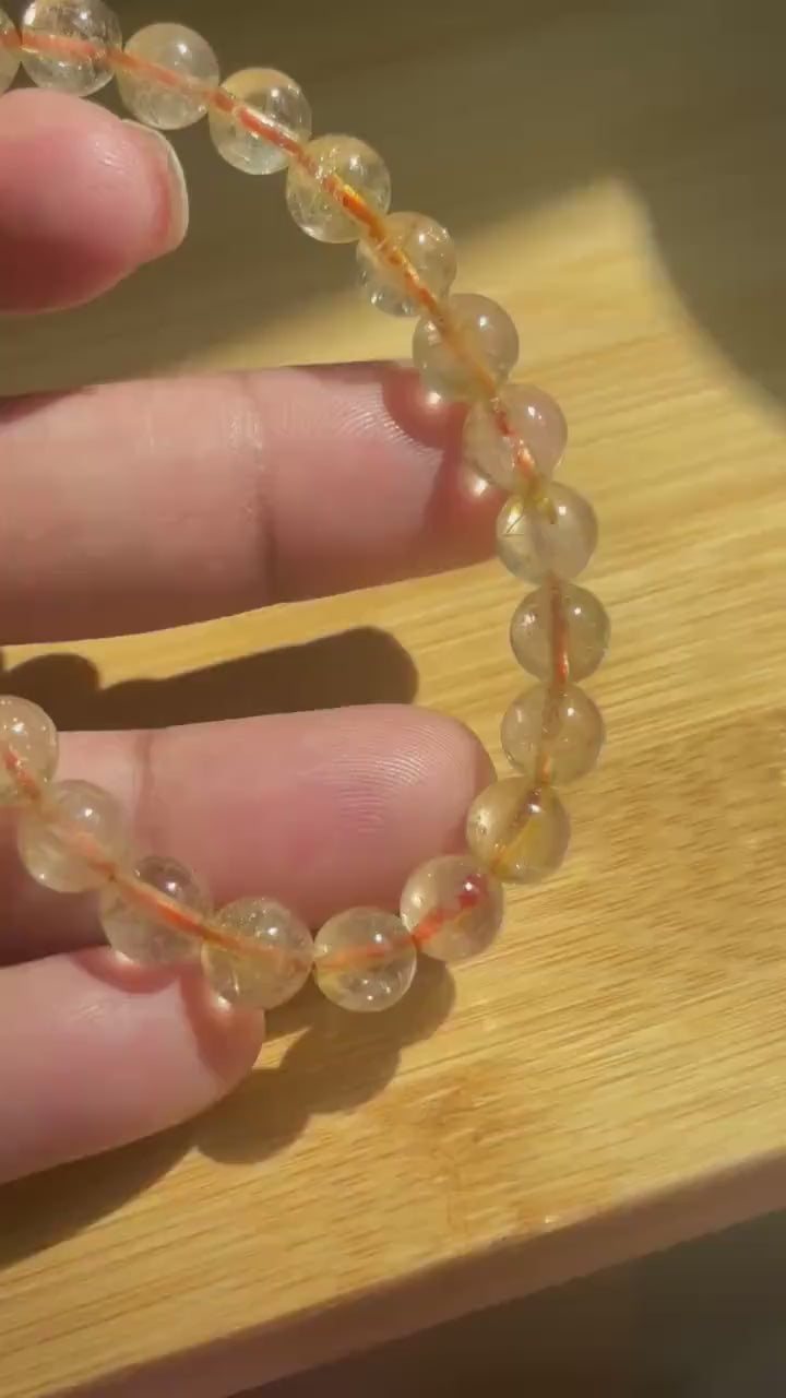 Gold Rutile Crystal Bracelet | Golden Rutilated Quartz