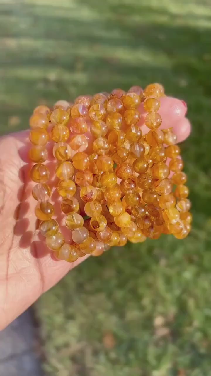 Golden Healer Bracelet Golden Healer Crystal Bracelet Handmade Jewelry Gift Golden Healer Yellow Hematoid Quartz Gemstone Bracelet Stretch