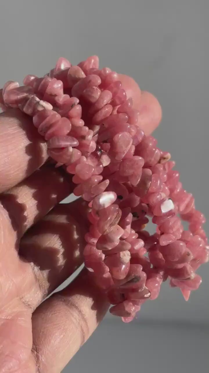 Rhodochrosite Crystal Chip Bracelet