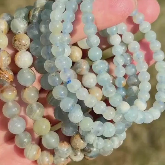 Blue Onyx (Lemurian Aquatine Calcite) Crystal Stretch Bracelet
