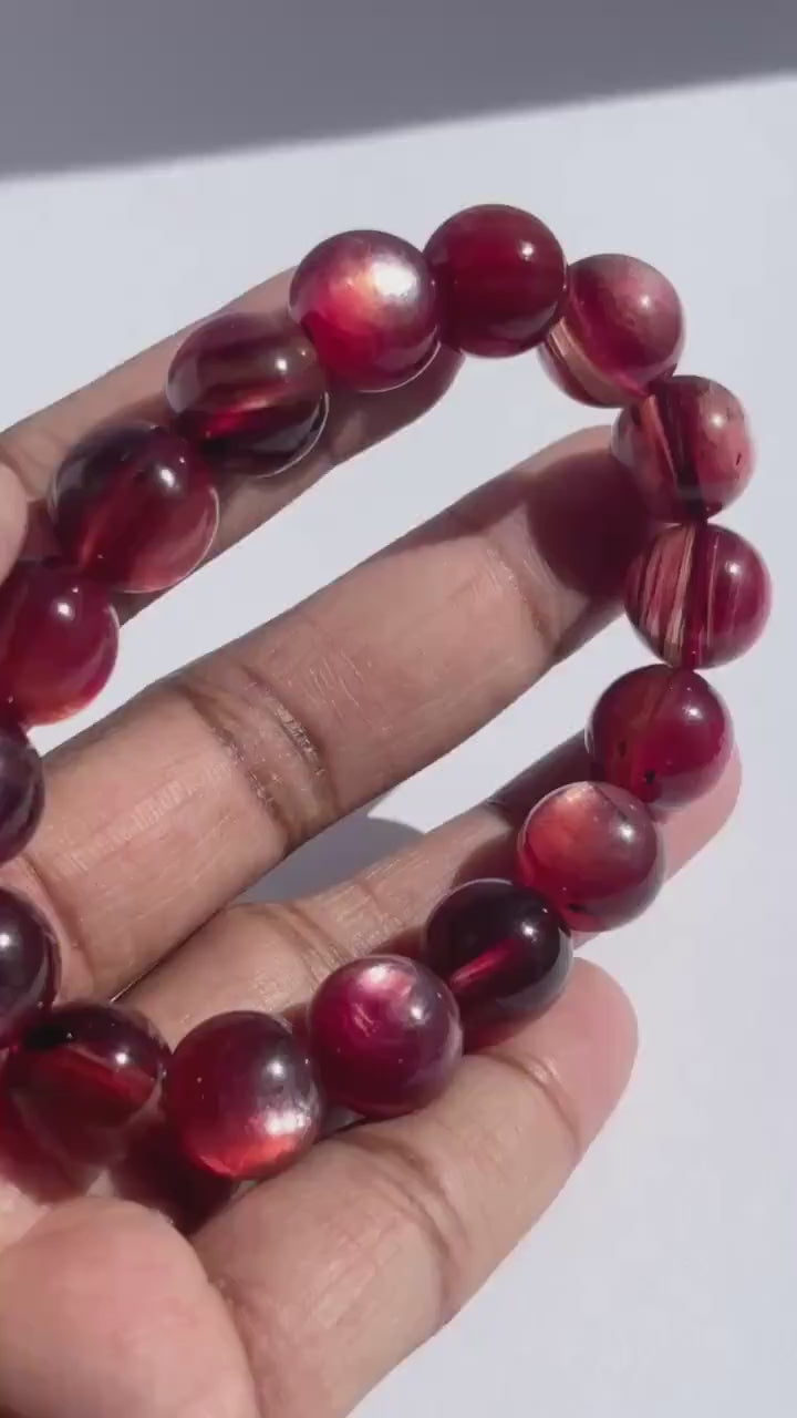 Deep Pink Mica Chunky Crystal Bracelet