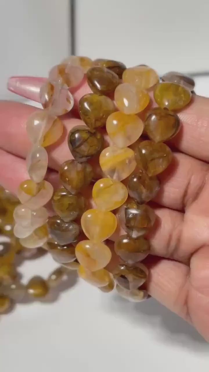Golden Healer Heart Shaped Crystal Stretch Bracelet