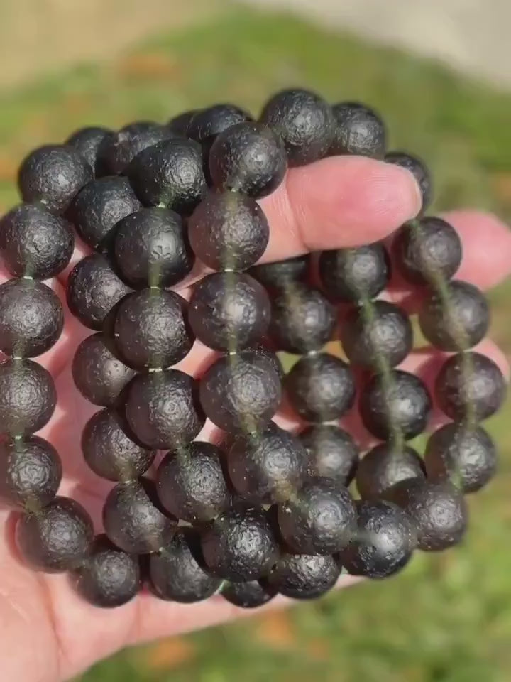 Ice Obsidian Crystal Round Bead Handmade Stretch Bracelet