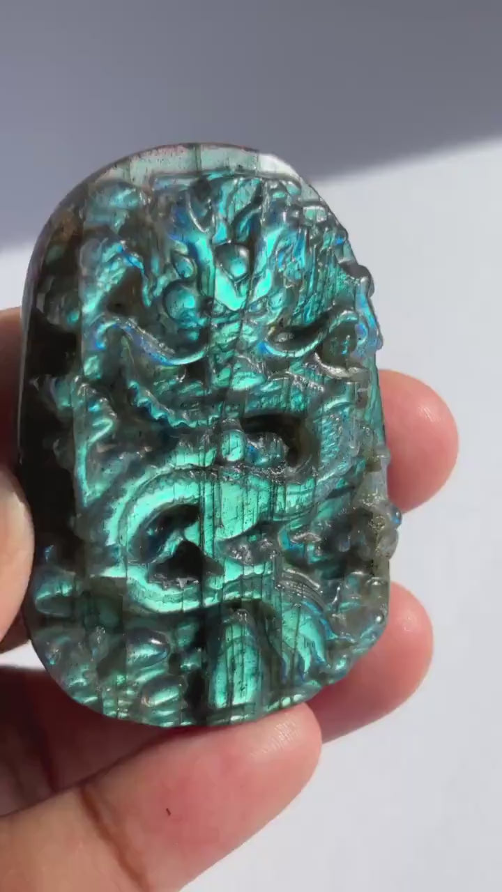 Labradorite Dragon Crystal Gemstone Pendant