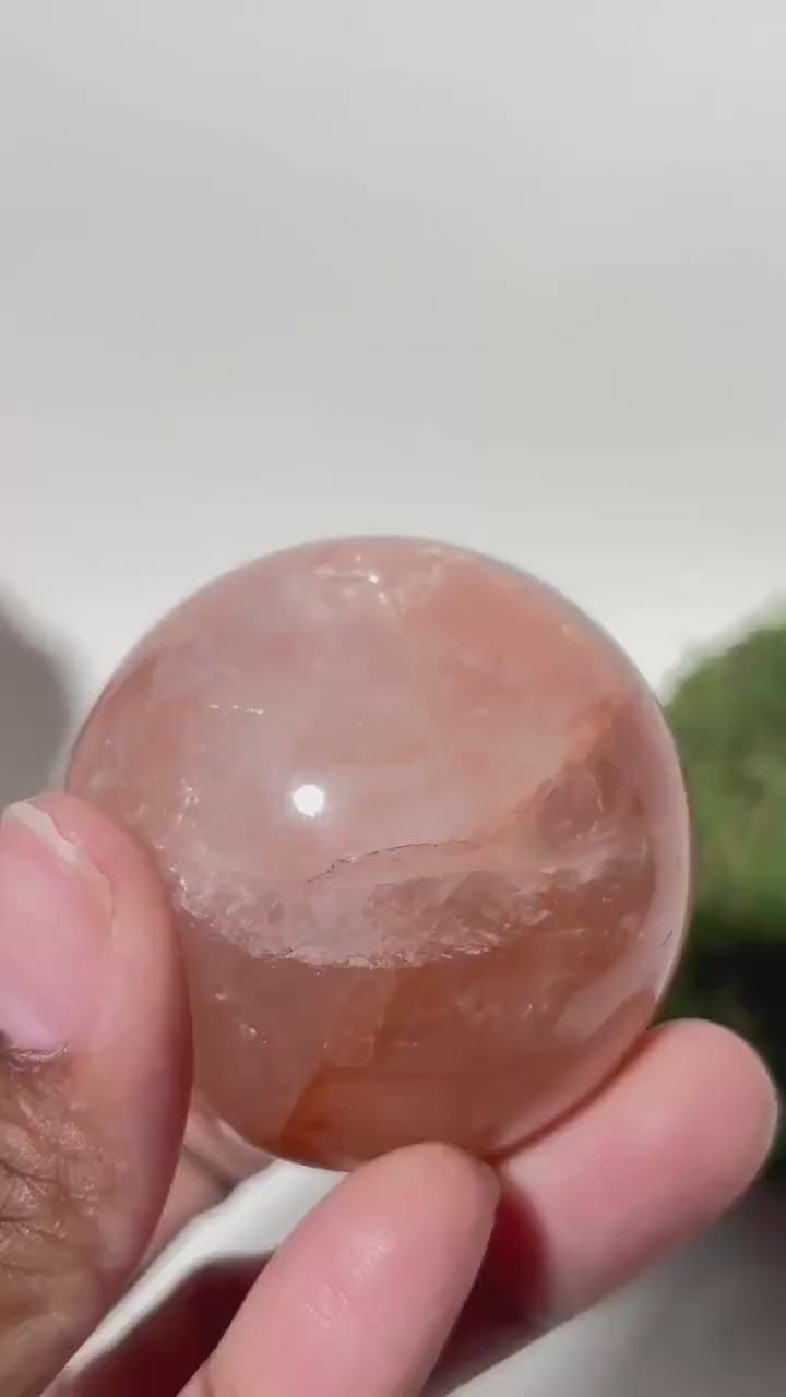Large Fire Quartz Sphere, Red Hematoid Quartz Crystal Ball, Red Quartz, Natural Red Gemstone Decor