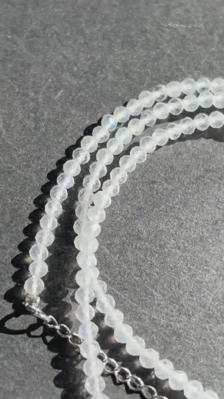 Dainty Moonstone Crystal Adjustable Bracelet - 4mm