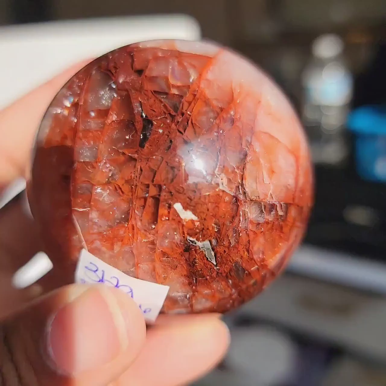 Fire Quartz Red Hematoid Crystal Sphere