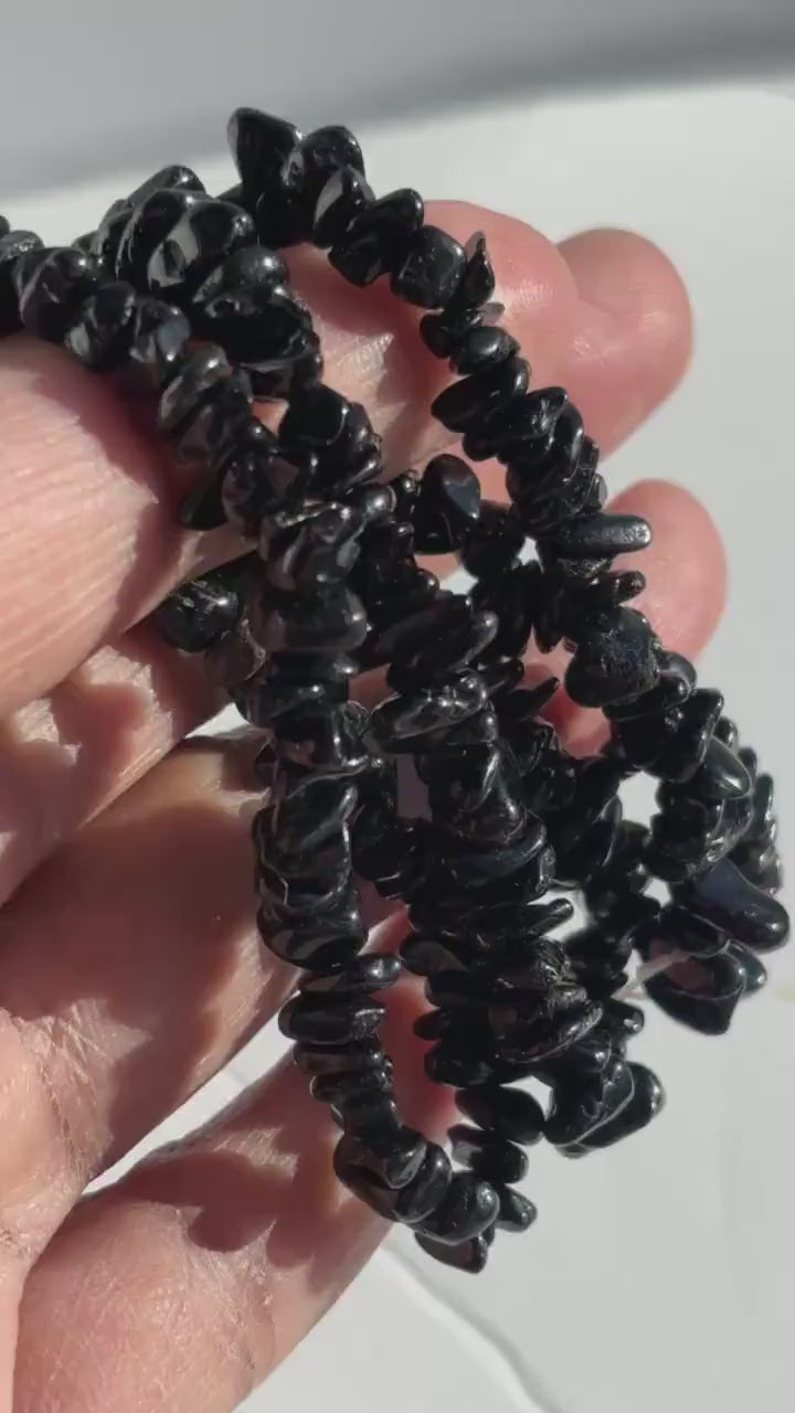 Black Tourmaline Crystal Chip Bracelet