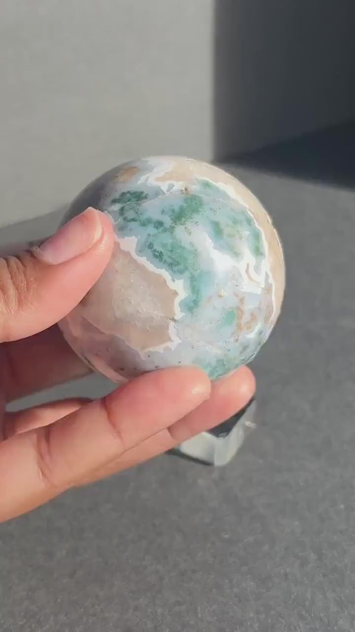Moss Agate Crystal Sphere - 307g