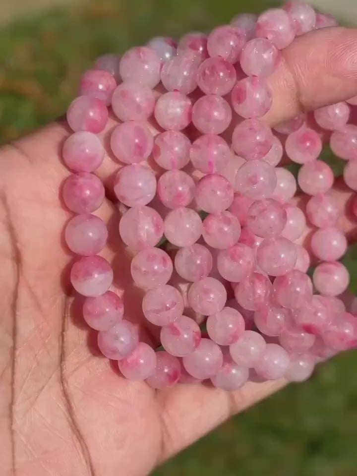 Cherry Rhodonite Crystal Stretch Bracelet