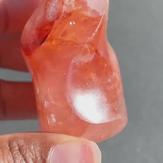 Fire Quartz Red Hematoid Crystal Flame Sculpture - 137g