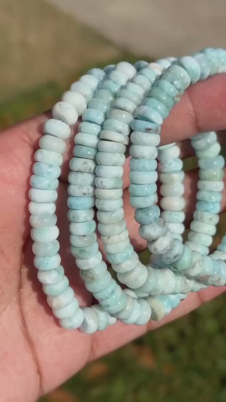 Larimar Roundel Crystal Gemstone Handmade Bracelet