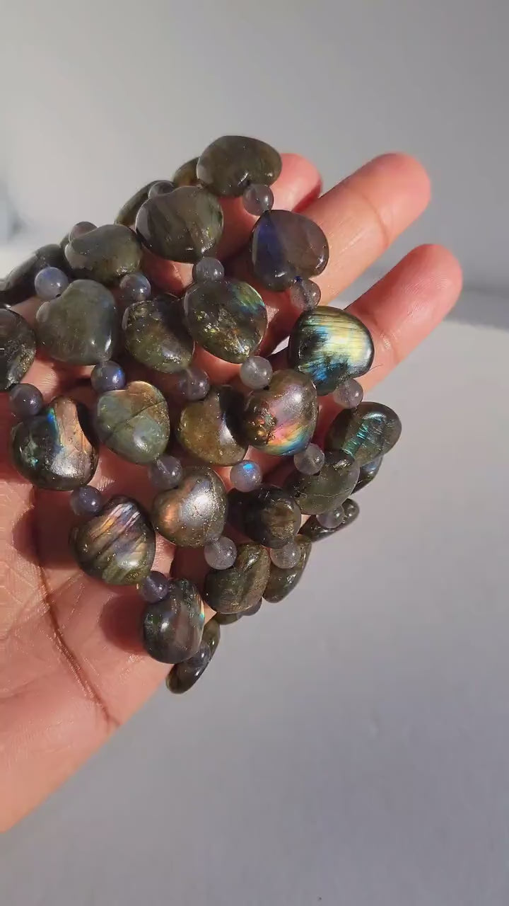 Labradorite Crystal Heart Bracelet