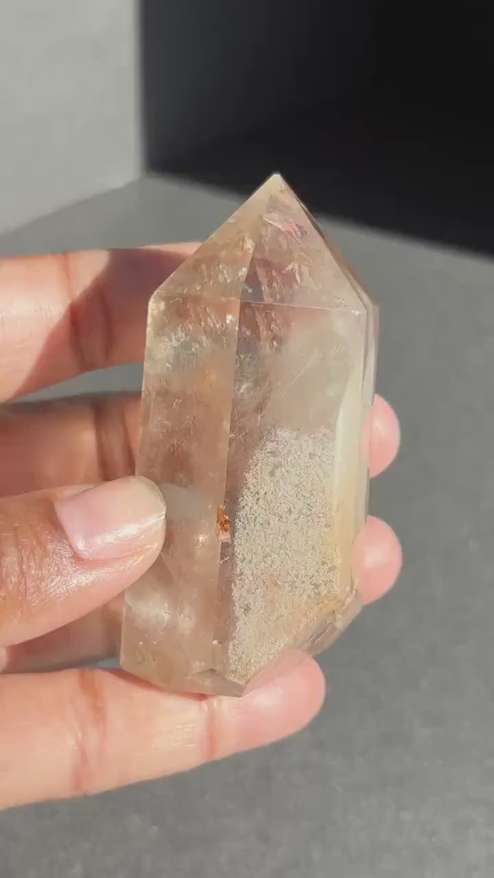White Lodolite Garden Quartz Crystal Tower - 137g
