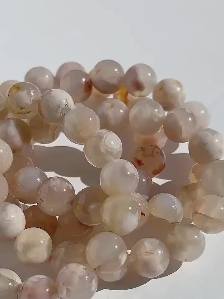 Flower Agate Crystal Handmade Stretch Bracelet