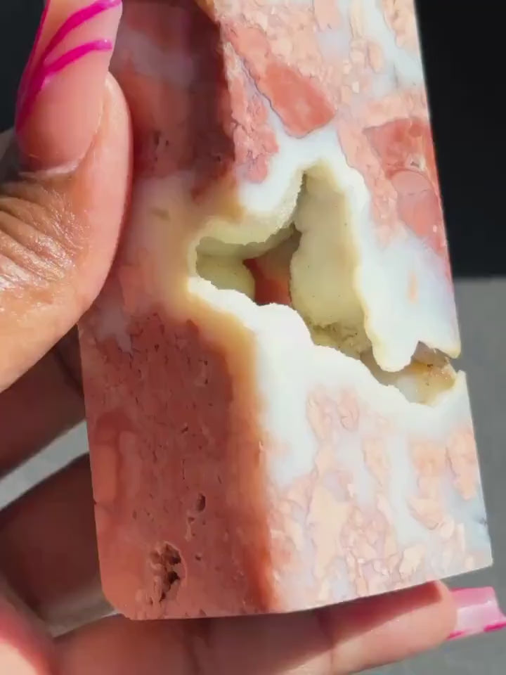 Sugar Druzy Pink (Cotton Candy) Agate Crystal Tower - Agate
